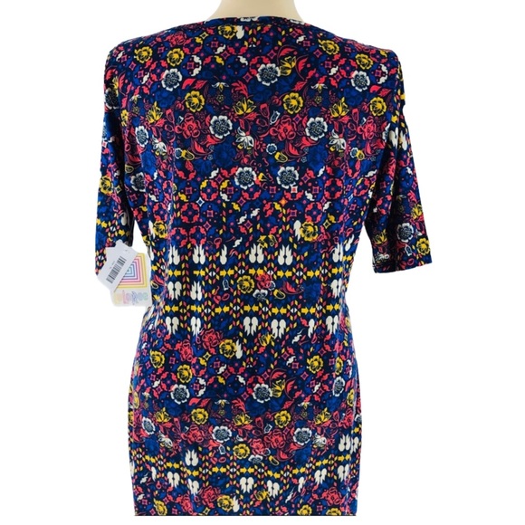 LuLaRoe Dress Multi-print Patterned Floral Sheath Short Sleeve Knee Length XL - Picture 4 of 6